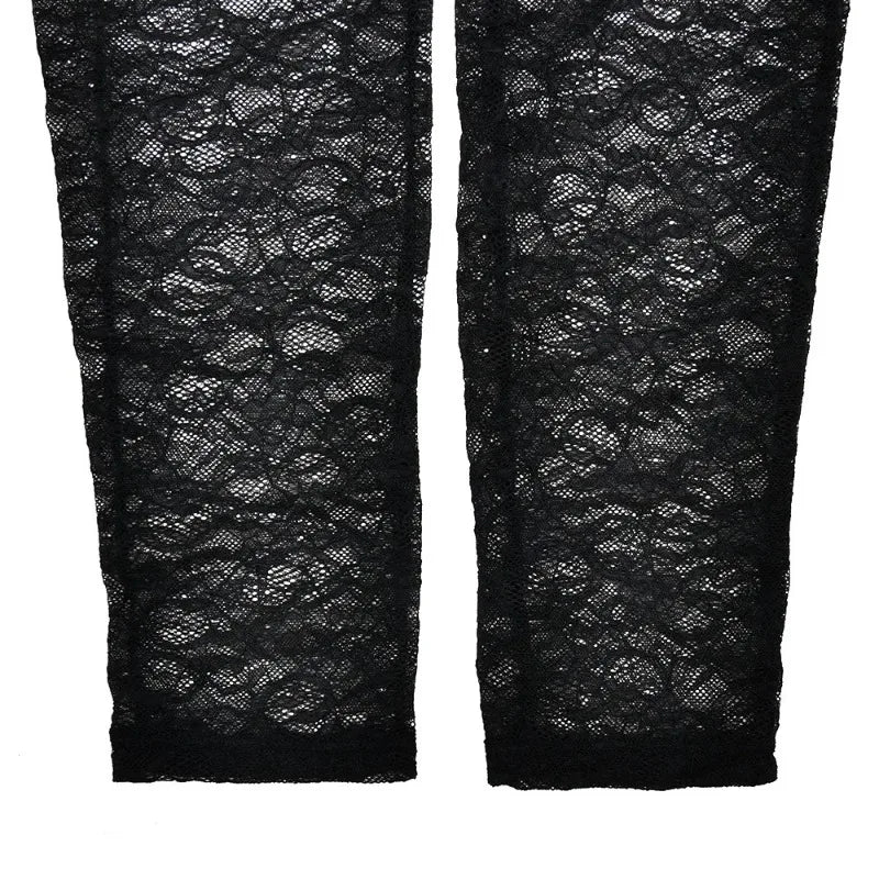 Black Lace Turtleneck Backless Long Sleeve Jumpsuit