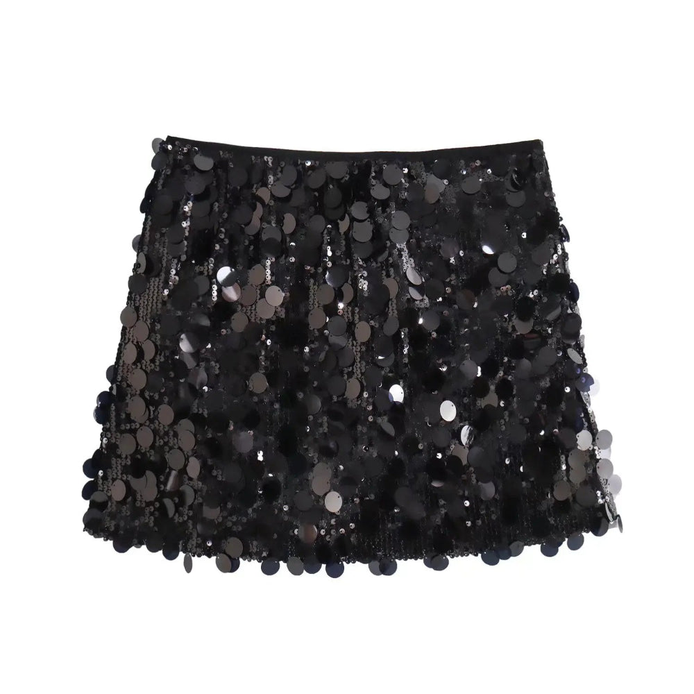 Neutral Sequin Mini Skirt
