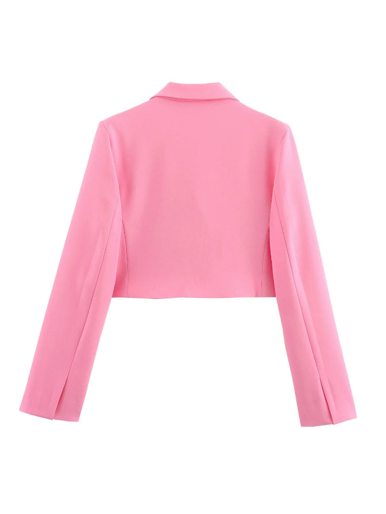 Solid Color Crop Blazer