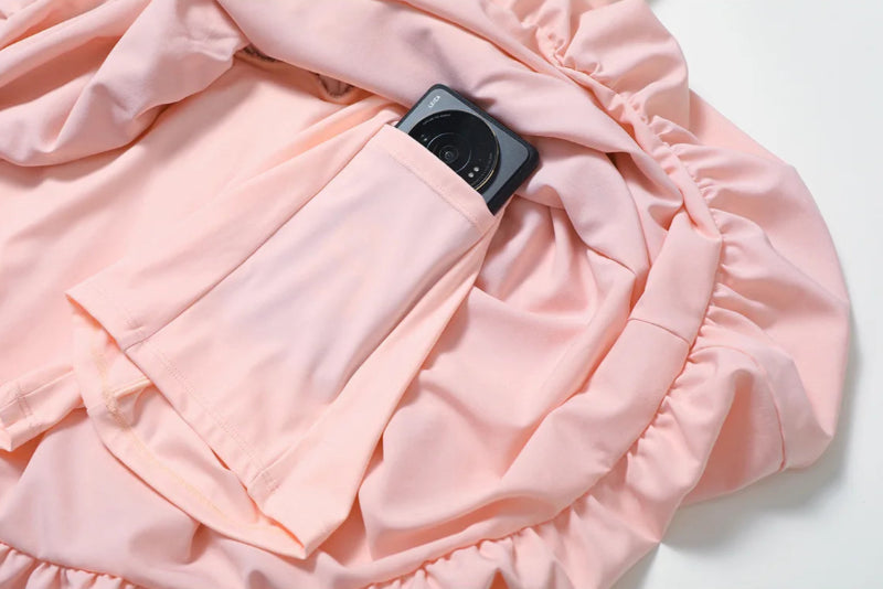 Solid Color Stretchy Puff Bottom Spaghetti Strap Mini Dress