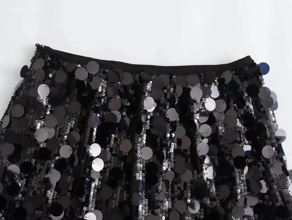 Neutral Sequin Mini Skirt