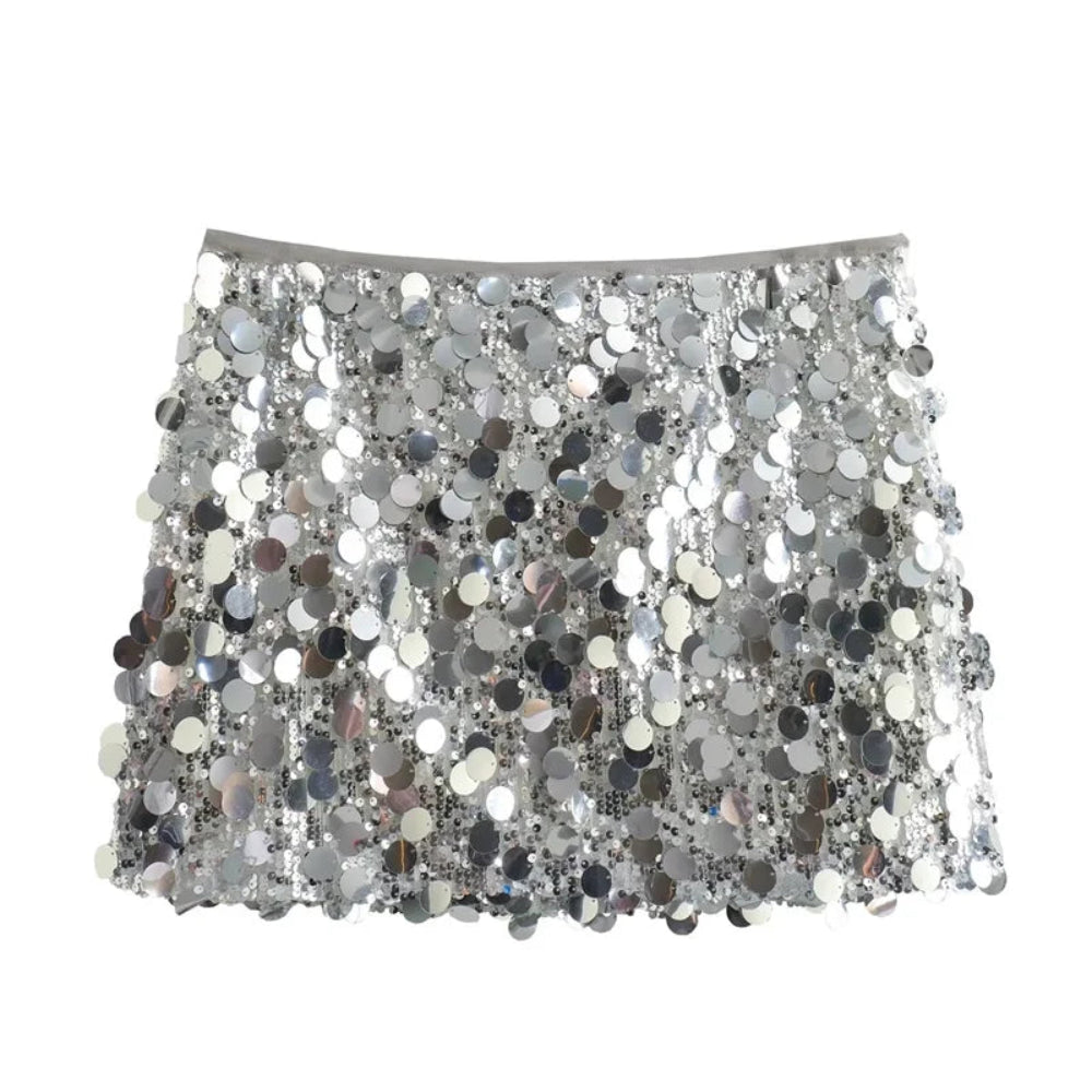 Neutral Sequin Mini Skirt