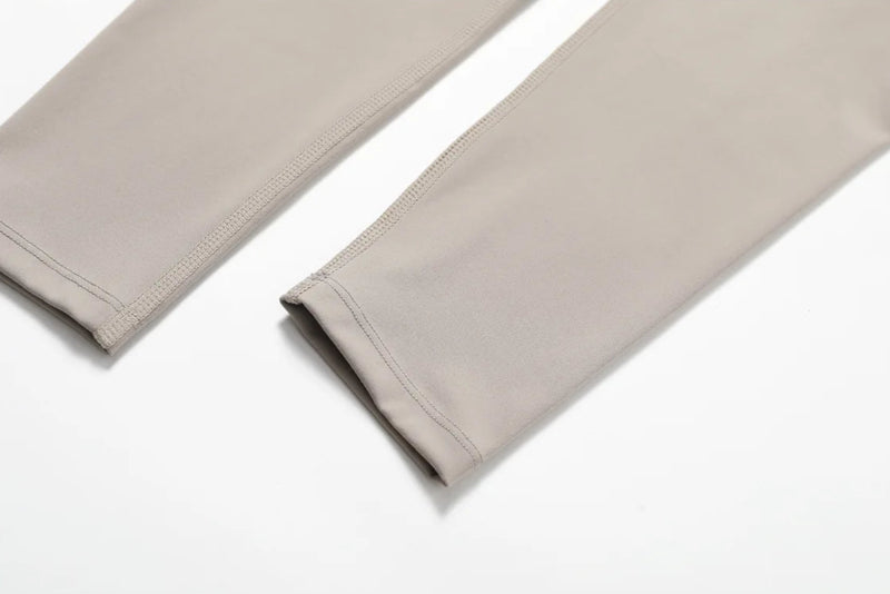 Solid Color Stretchy Criss-Cross Sports Bra And Patchwork High Waisted Legging Set