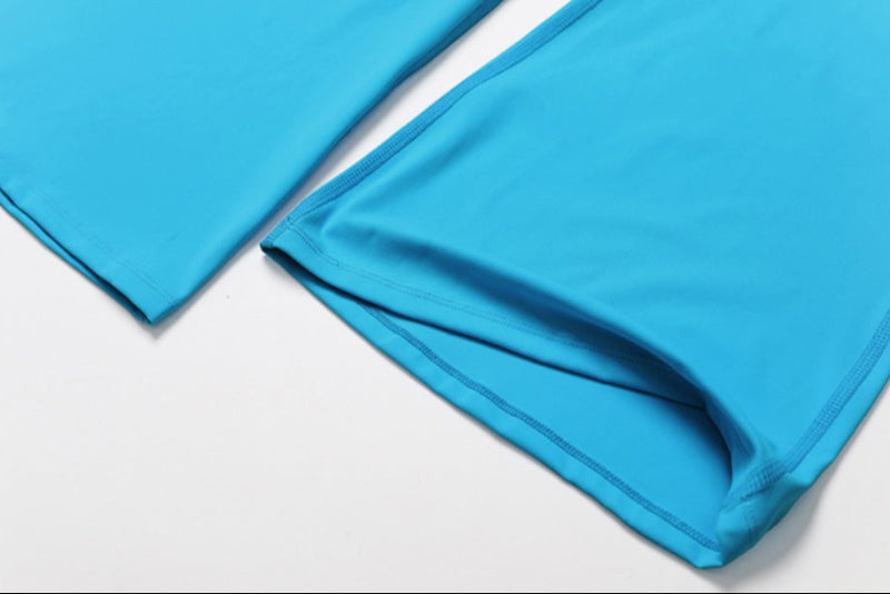 Solid Color Stretchy Crop Sleeveless Top And Ruched V-Cut Waisted Flare Pants Set