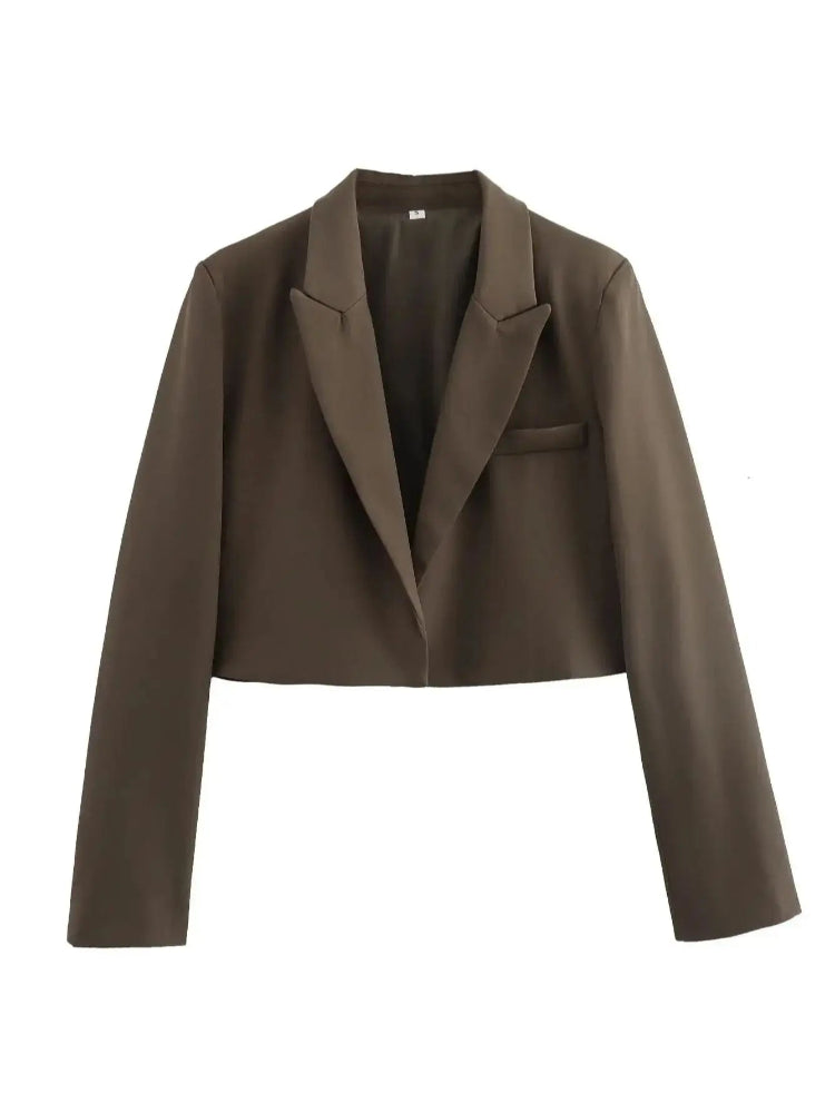 Solid Color Crop Blazer