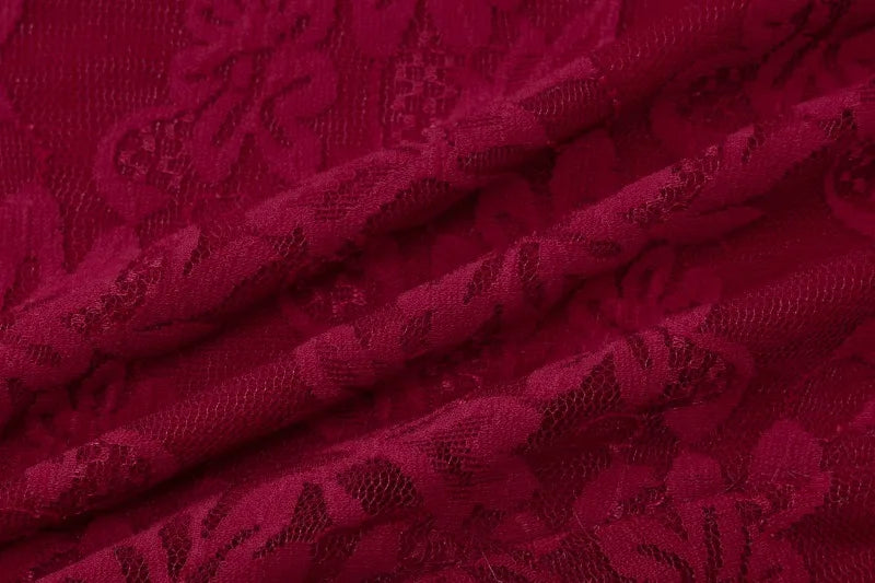 Red Lace Scarf And V-Cut Spaghetti Strap Midi Jumpsuit