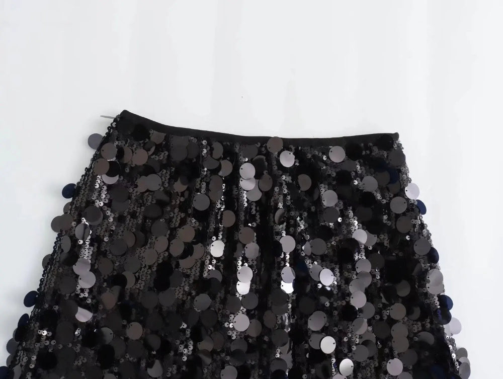 Neutral Sequin Mini Skirt