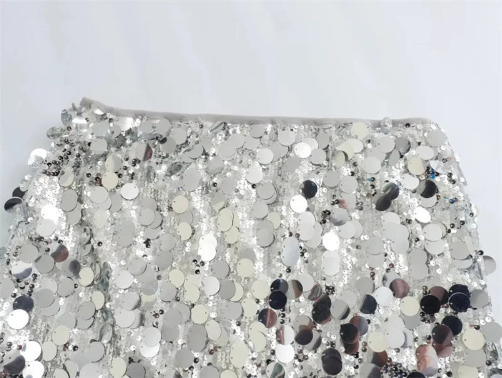 Neutral Sequin Mini Skirt