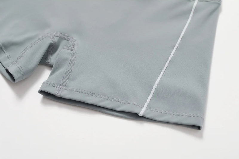 Solid Color Stretchy White Outline Strapless Top And High Waisted Shorts Set