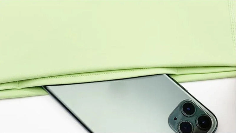 Solid Color Patchwork Back Phone Pocket High Waisted Leggings