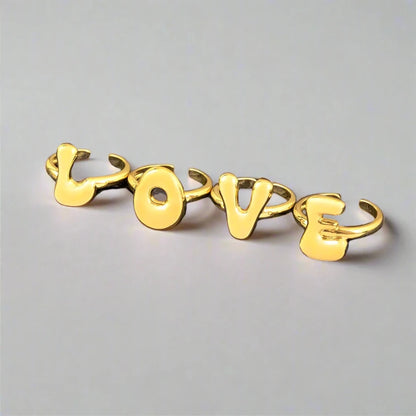 Gold Metal Letter Ring