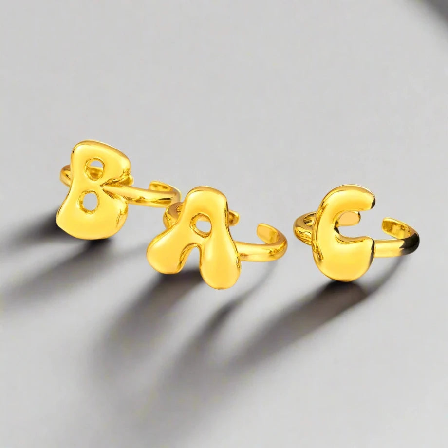 Gold Metal Letter Ring