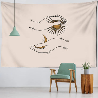 Sun And Moon In Hands Tapestry