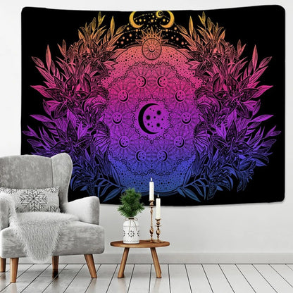 Mandala Moon Phases Tapestry