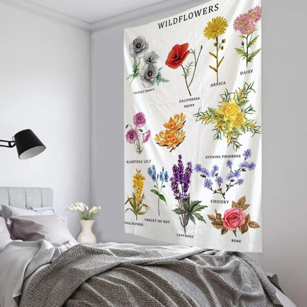 Types Of Wild Flowers Tapestry