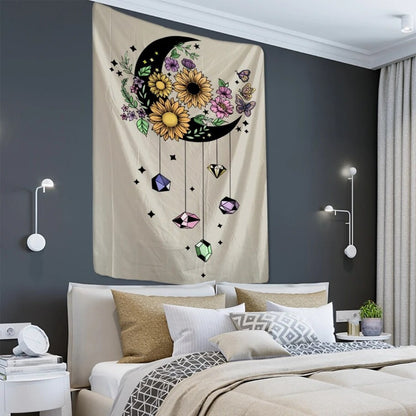 Floral Moon Sun Catcher Tapestry