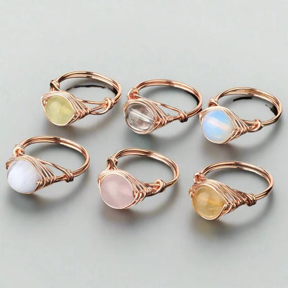 Rose Gold Metal Polished Round Crystal Ring