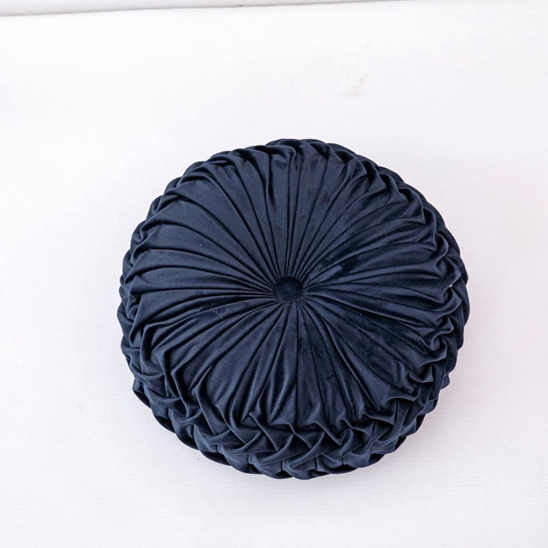 Solid Color Suede Pleated Tufted Meditation Pillow