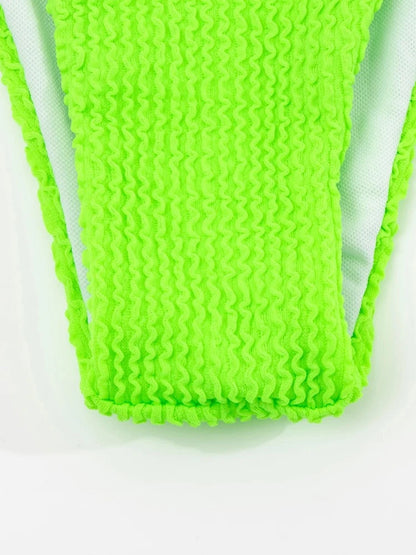 Neon Solid Color Ribbed Strapless Bikini