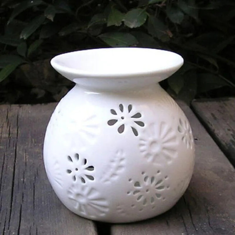 White Porcelain Flower Essential Oil Burner