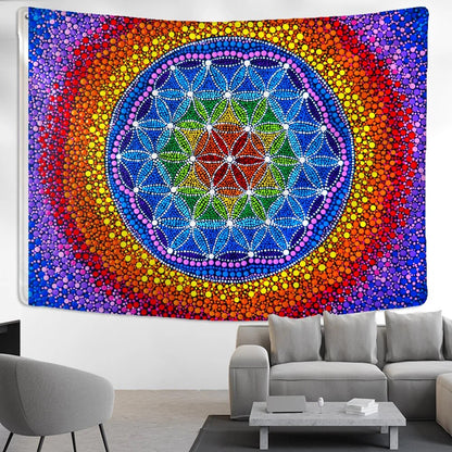 Multicolor Polk-A-Dot Mandala Tapestry