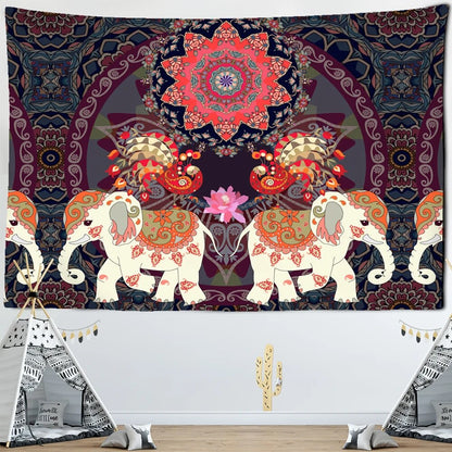 Mandala Elephants Tapestry