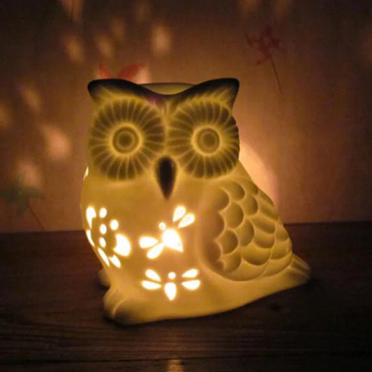 White Ceramic Owl Essential Oil Burner