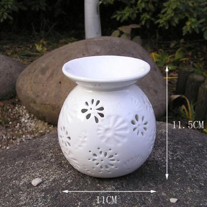 White Porcelain Flower Essential Oil Burner