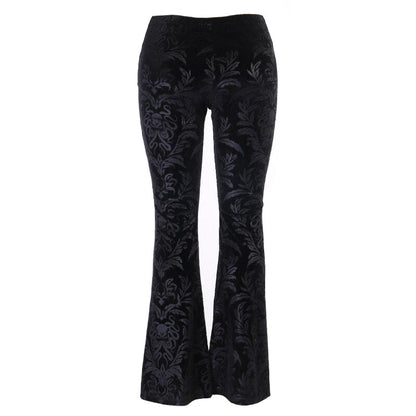 Black Suede Vera Print High Waisted Flare Pants