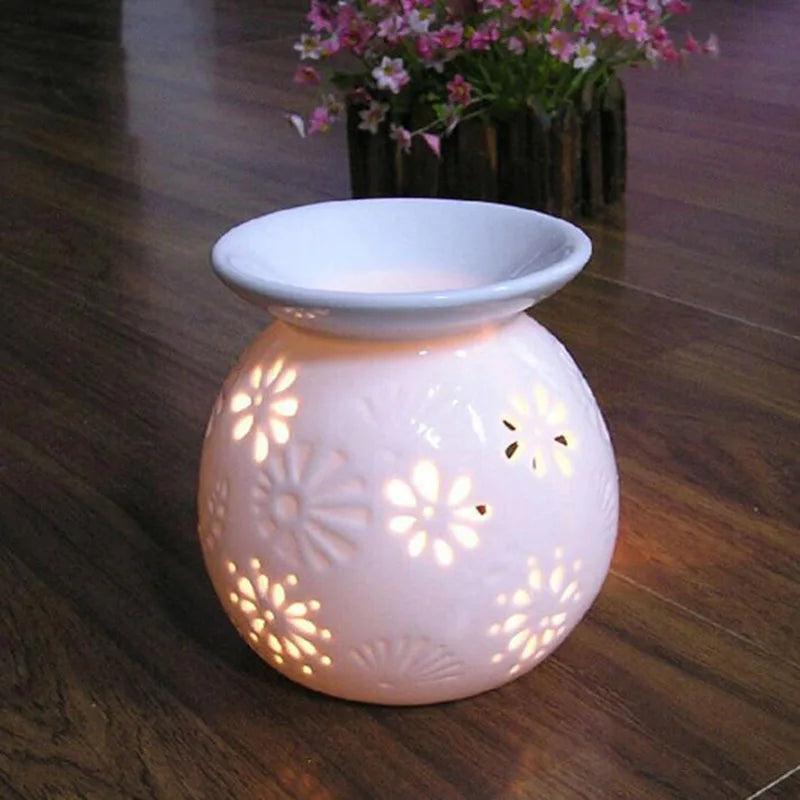 White Porcelain Flower Essential Oil Burner