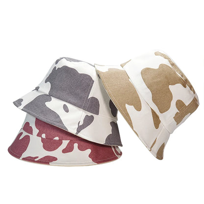 Solid Color Cow Print Bucket Hat