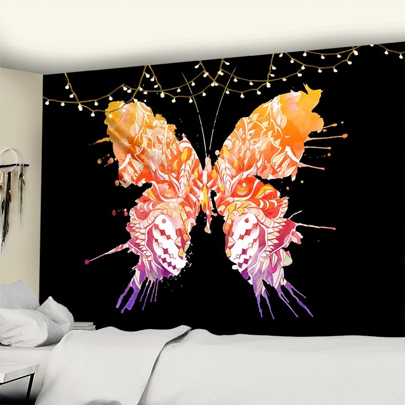 Multicolor Dripping Butterfly Tapestry