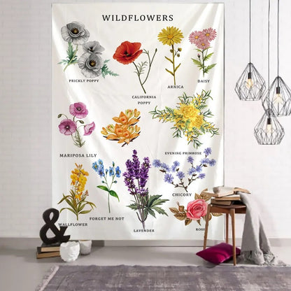 Types Of Wild Flowers Tapestry