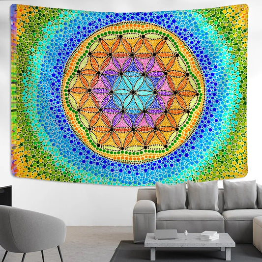 Multicolor Polk-A-Dot Mandala Tapestry