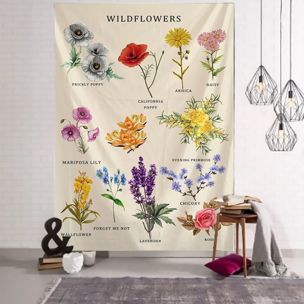 Types Of Wild Flowers Tapestry