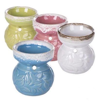 Porcelain Solid Color Leaf Pattern Essential Oil Burner