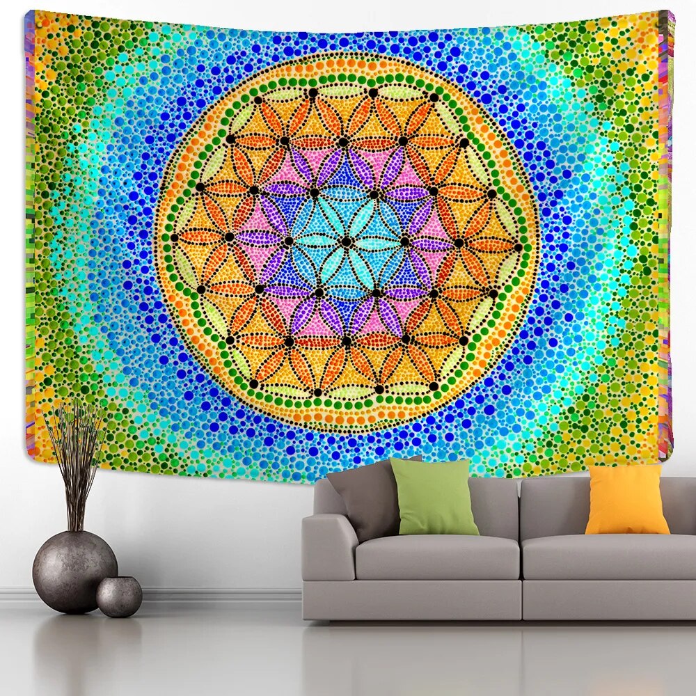 Multicolor Polk-A-Dot Mandala Tapestry