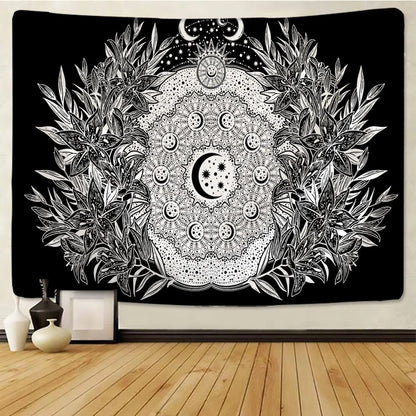 Mandala Moon Phases Tapestry