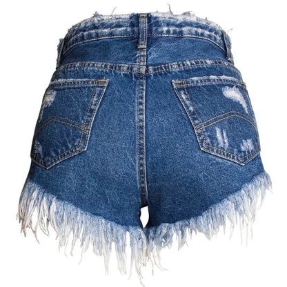Low Waisted Denim Jean Distressed Shorts