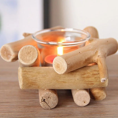 Wooden Firepit Candle Holder