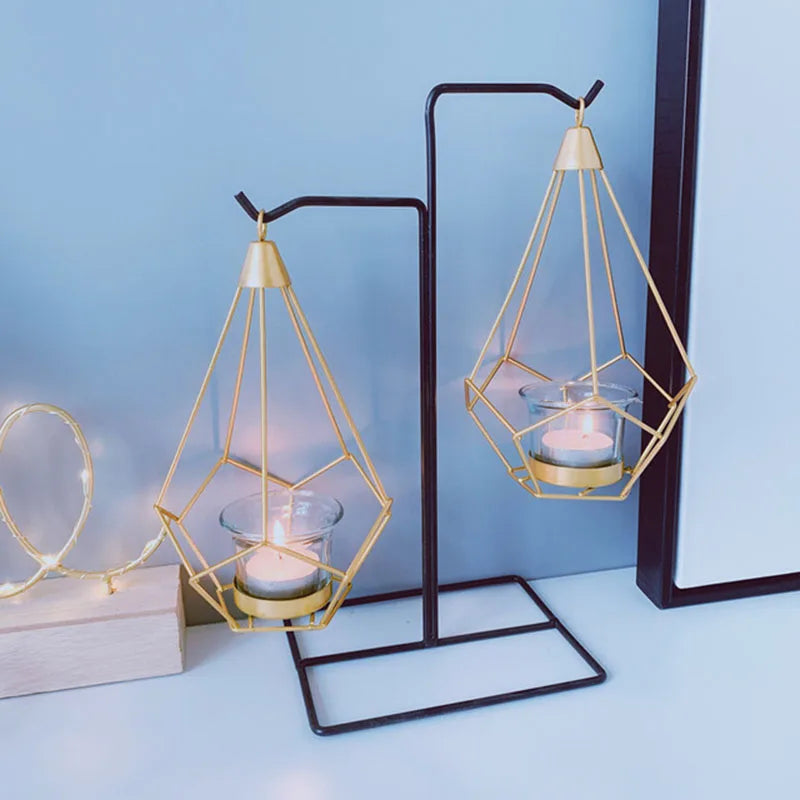 Metal Geometric Drop Candle Lantern