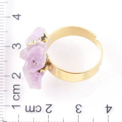 Metal Triple Raw Amethyst Crystal Ring