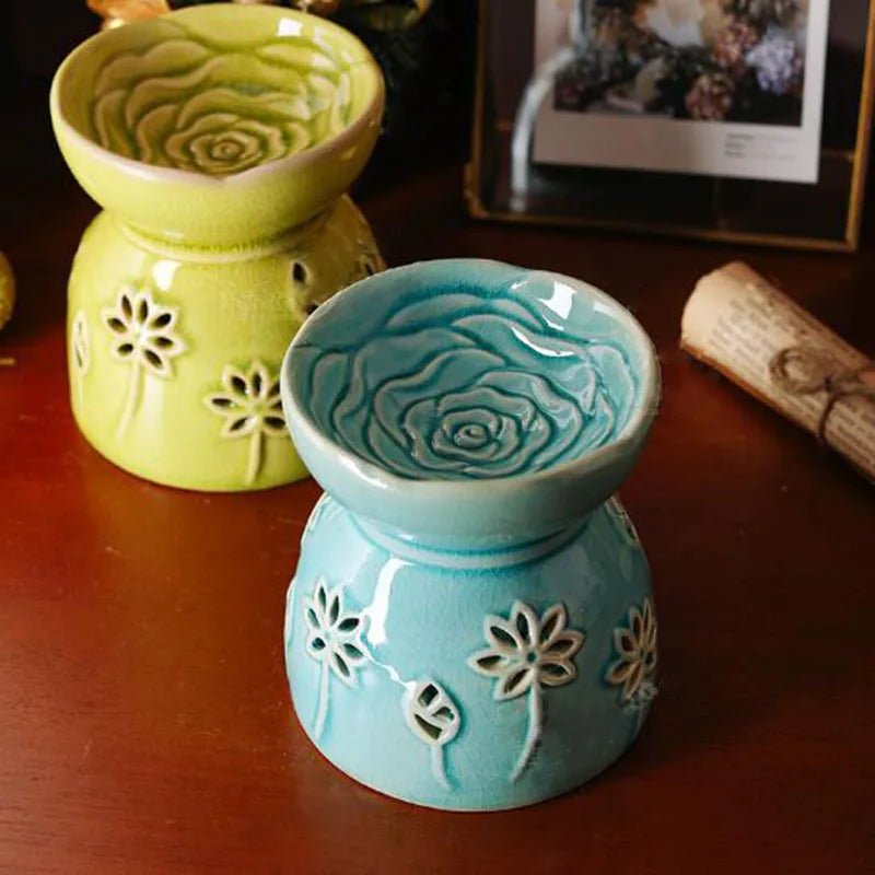 Solid Color Porcelain Flowers Essential Oil Burner