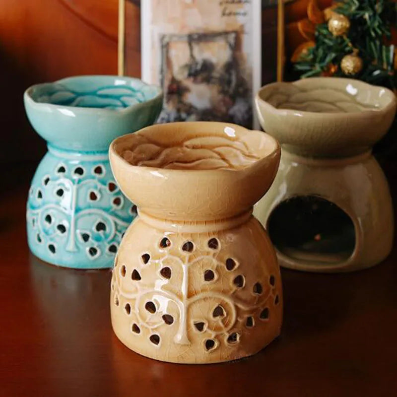 Solid Color Porcelain Tree Of Life Essential Oil Burner