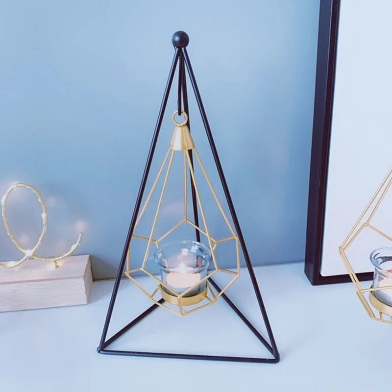 Metal Geometric Drop Candle Lantern