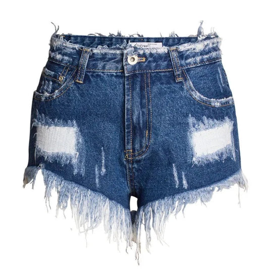 Low Waisted Denim Jean Distressed Shorts