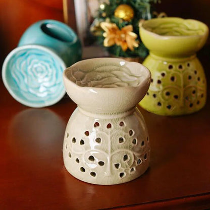 Solid Color Porcelain Tree Of Life Essential Oil Burner