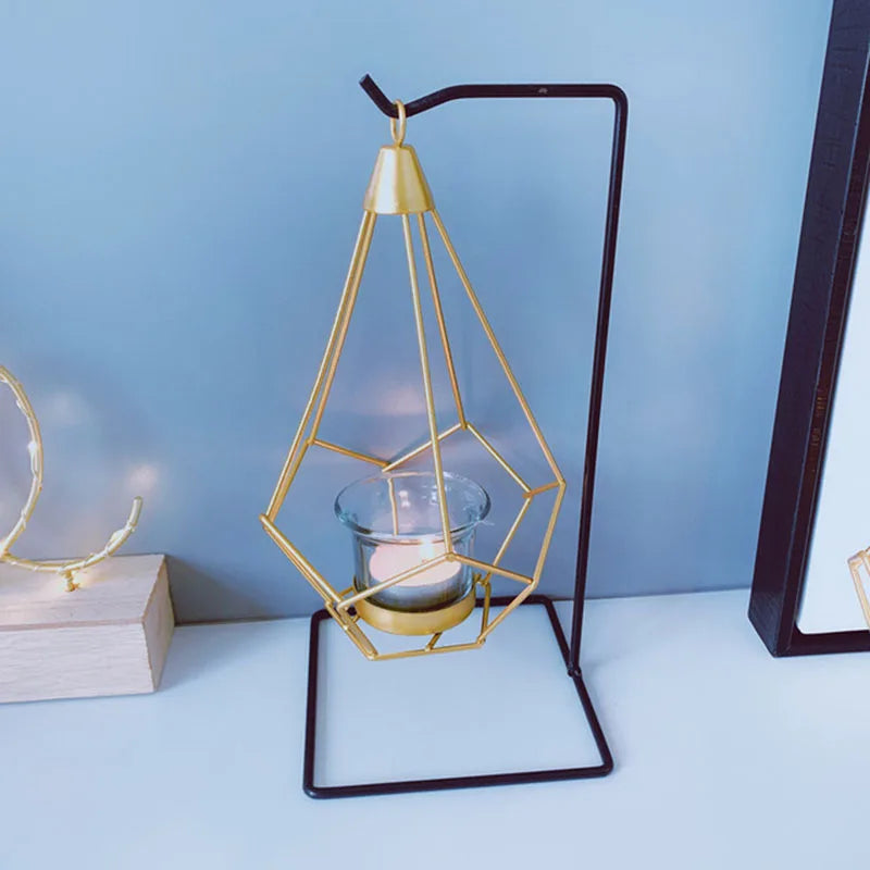 Metal Geometric Drop Candle Lantern