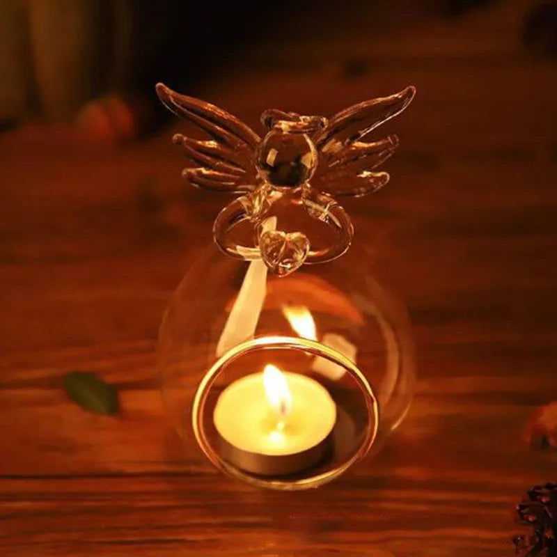 Glass Angel Candle Holder