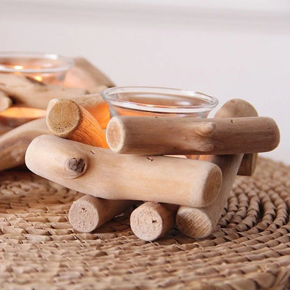 Wooden Firepit Candle Holder